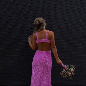 Pink Front Cross Prom Dress